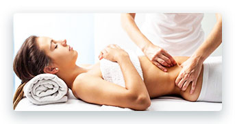 massaging a woman's hips