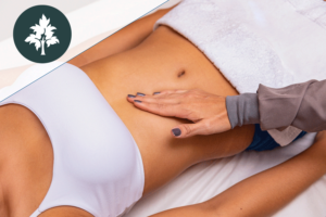 lymphatic body massage hand on stomach area massaging
